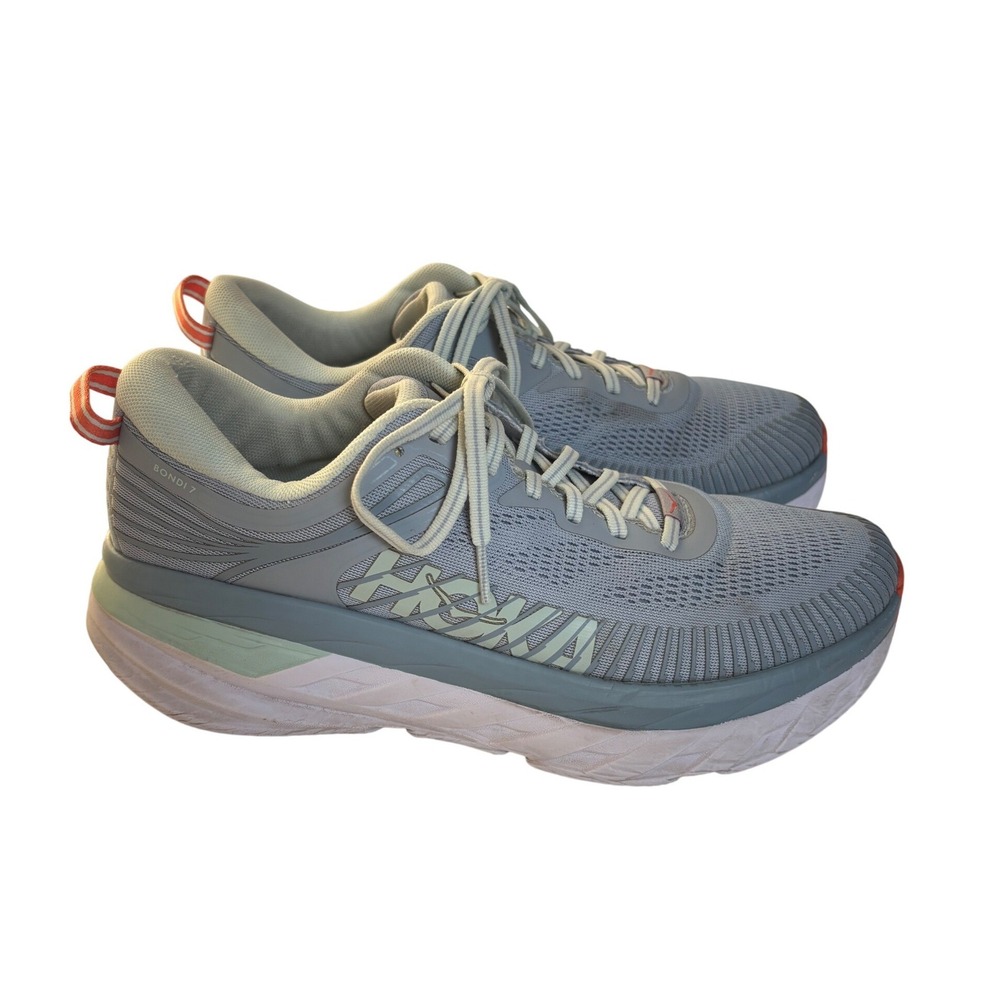 Hoka‎ One One Bondi 7 Womens Running Shoes Blue Fog Glass Size 10.5